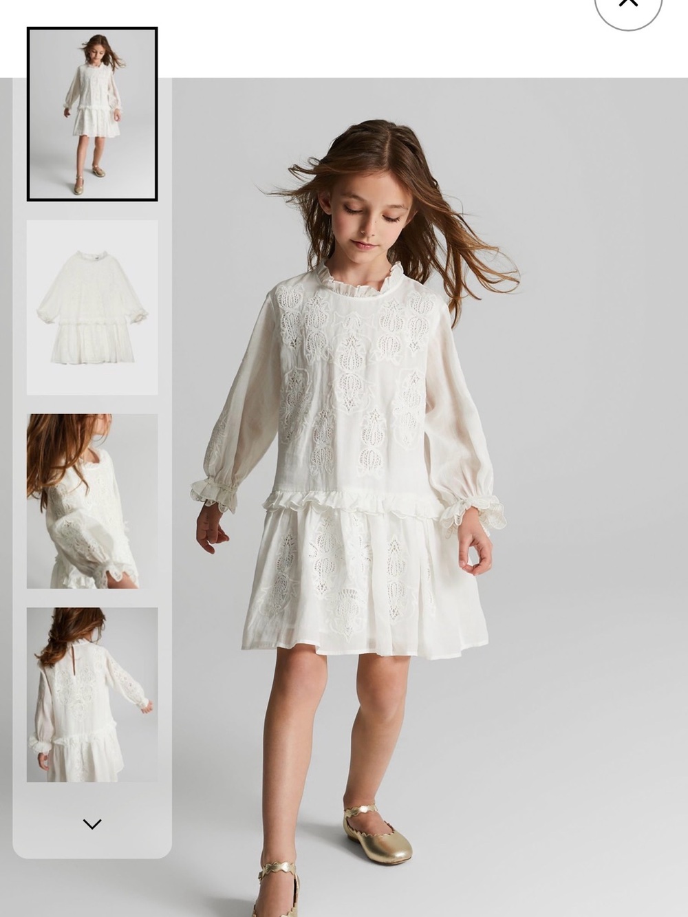 REISS Lyra Jr
Lace Embroidered Dress in Ivory